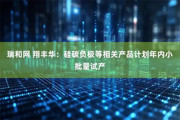 瑞和网 翔丰华：硅碳负极等相关产品计划年内小批量试产